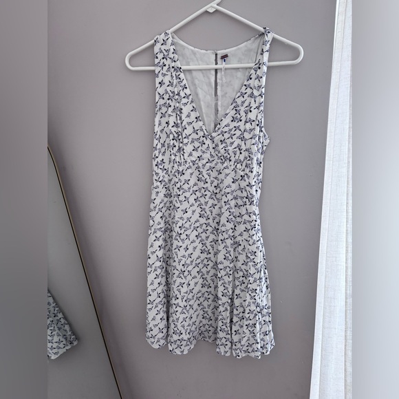 Free People Dresses & Skirts - Free People | White and Blue Bird Pattern Mini Dress